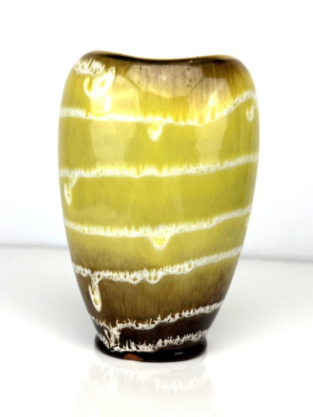 Vintage CARSTENS West German Pottery 547-15 Mustard Brown Drip Glaze Vase‎